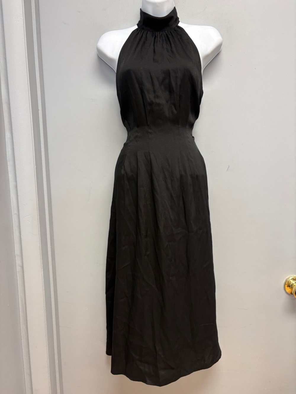 Banana Republic Black Halter Midi Dress NWT Size 2 Mock Neck Elegant Occasion